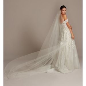 Raw-Edge Tulle Cathedral-Length Veil - David’s Bridal